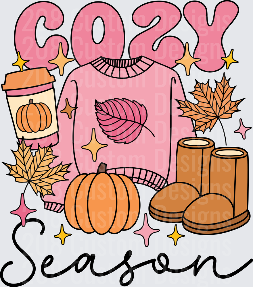 Cozy Season Pink Sweater Pumpkin Spice Coffee Fall Vibes
