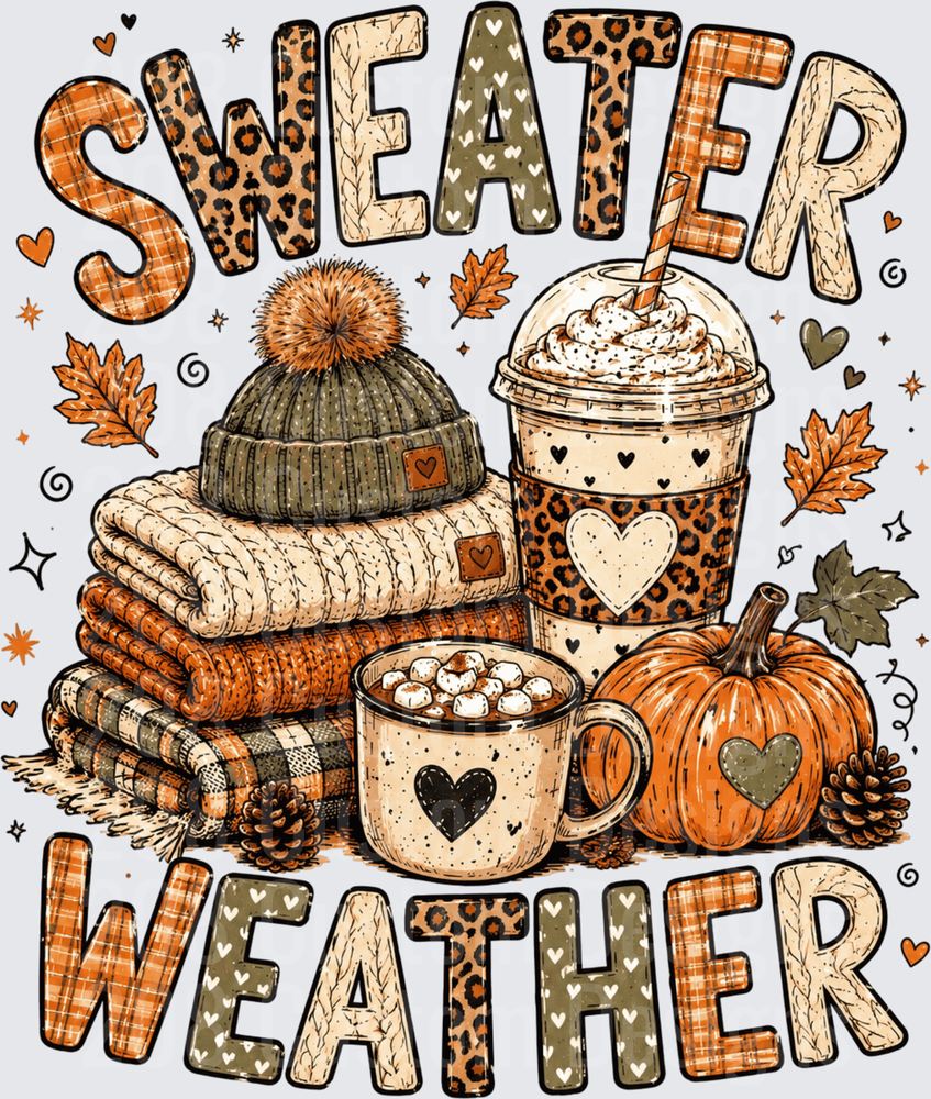 Sweater Weather Fall Leopard Plaid Pumpkin Latte Cozy Stack