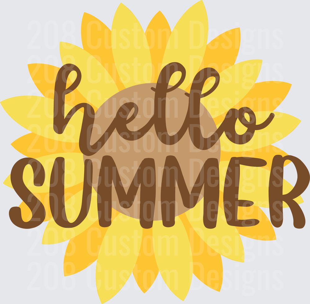 Hello Summer Sunflower Typography Design
