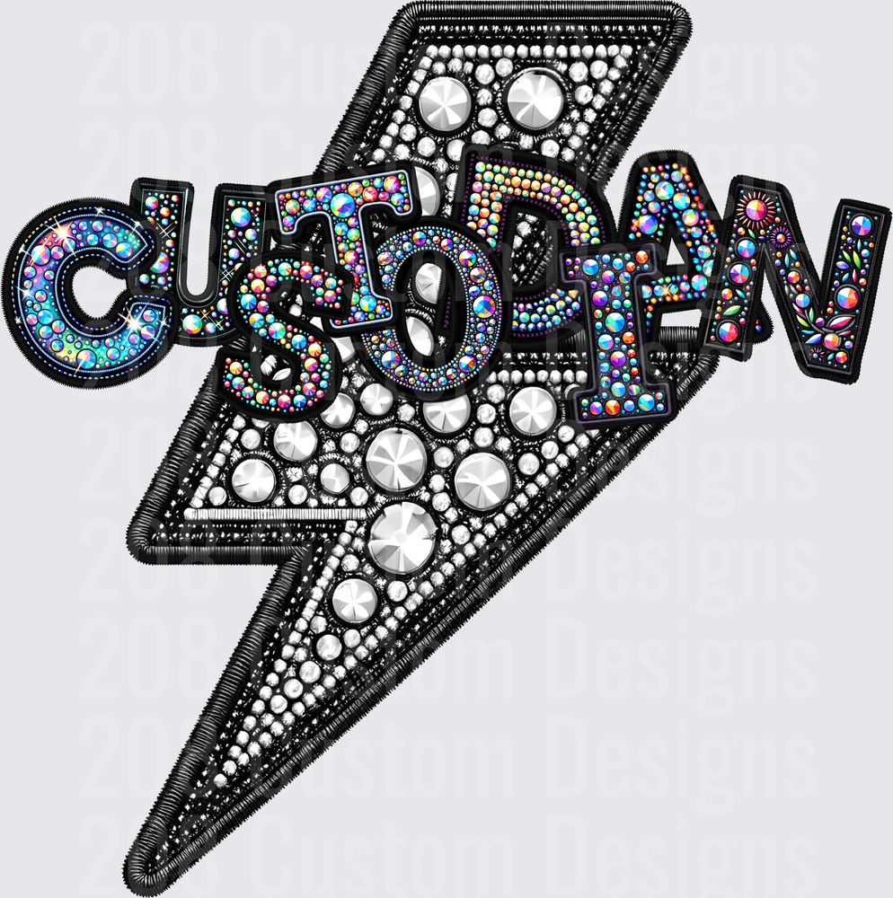 Rhinestone Lightning Bolt Custodian