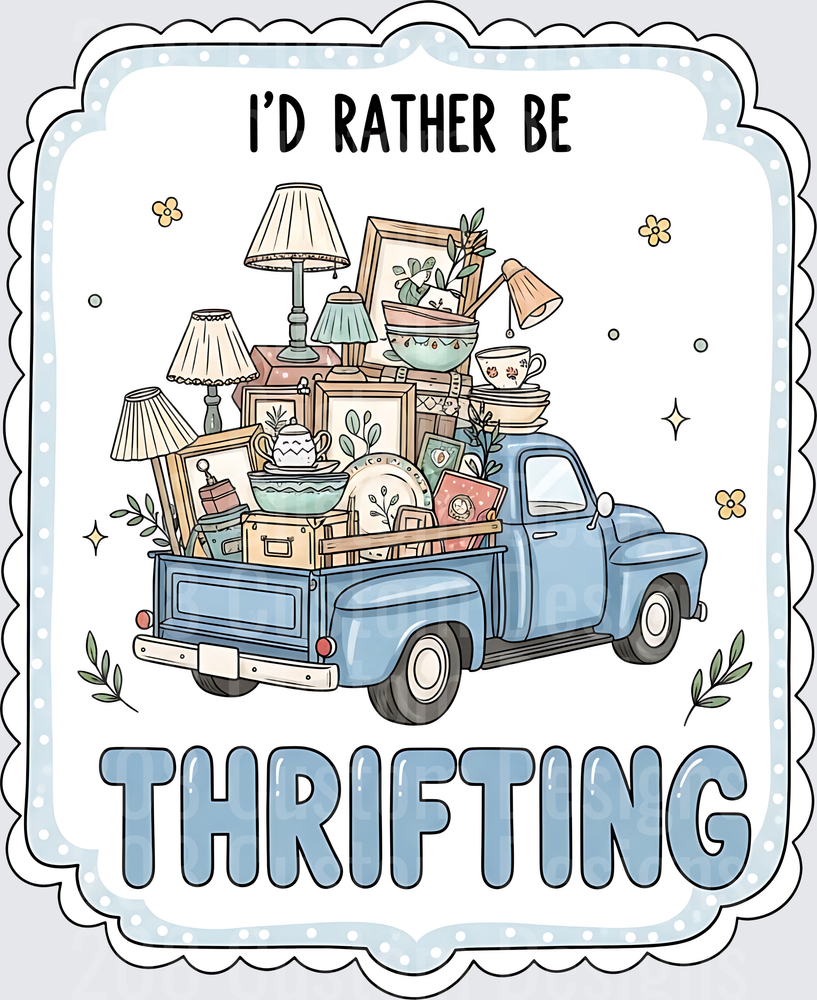 I'd Rather Be Thrifting Vintage Truck with Antique Treasures