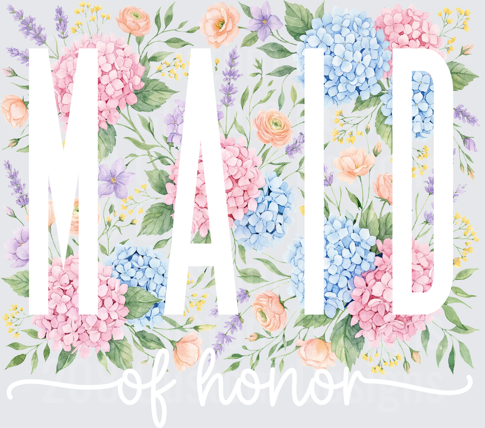 Maid of Honor Watercolor Hydrangeas and Spring Flowers