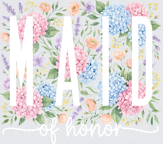 Maid of Honor Watercolor Hydrangeas and Spring Flowers