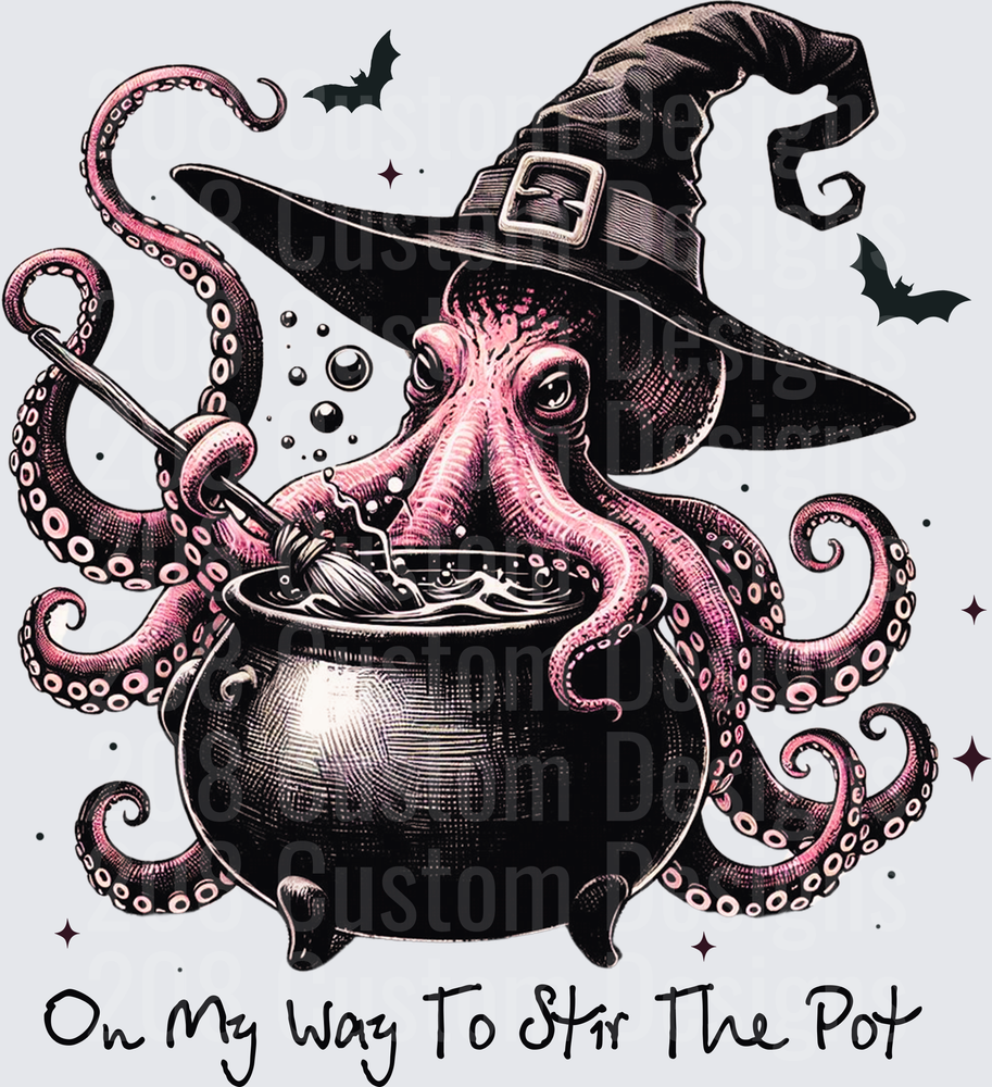 Pink Witch Octopus Stirring Cauldron On My Way To Stir The Pot