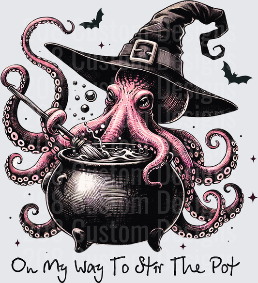 Pink Witch Octopus Stirring Cauldron On My Way To Stir The Pot