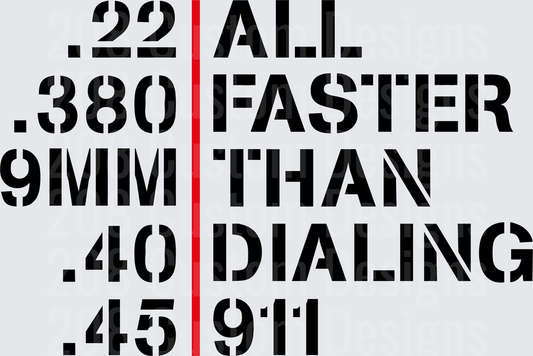 Gun Caliber Ammunition All Faster Than Dialing 911 Typography