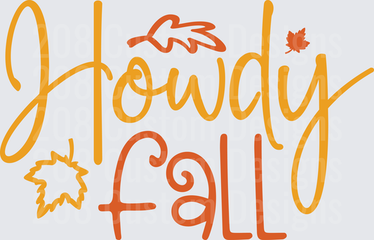 Howdy Fall Typography with Autumn Leaves Design