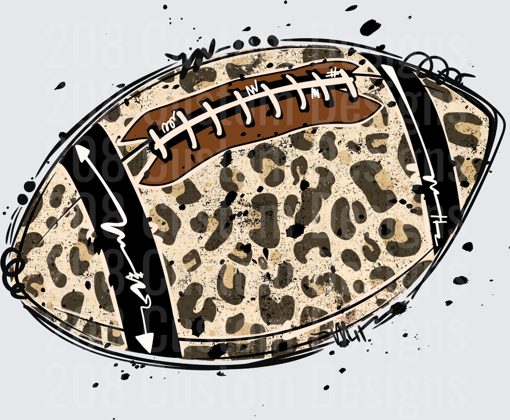 Leopard Print Football with Grunge Ink Splatter