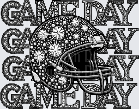 Rhinestone Diamond Game Day Football Helmet Bling Design