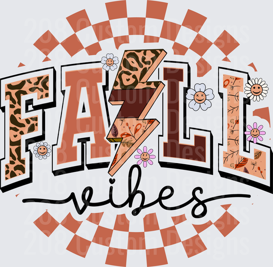 Fall Vibes Retro Leopard Print Lightning Bolt Daisy Flowers