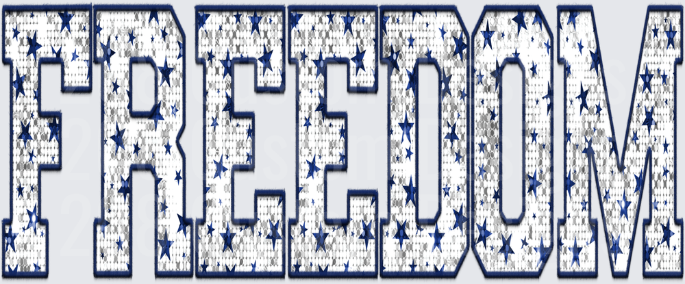 Freedom Text with Blue Stars