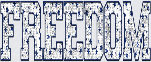 Freedom Text with Blue Stars
