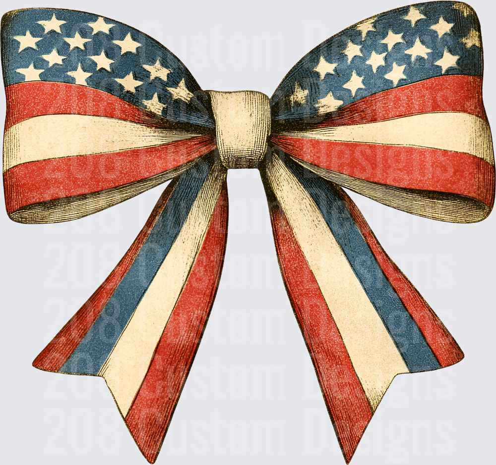 Vintage American Flag Bow with Stars and Stripes