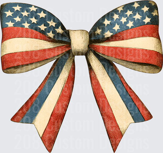 Vintage American Flag Bow with Stars and Stripes