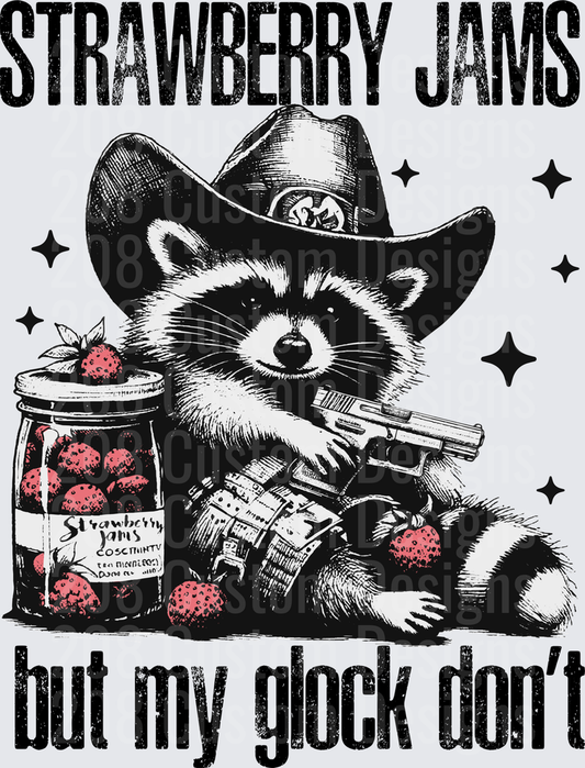 Cowboy Raccoon with Gun and Strawberry Jam Jar Meme Design