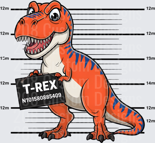 T-Rex Dinosaur Police Mugshot with Prisoner Number