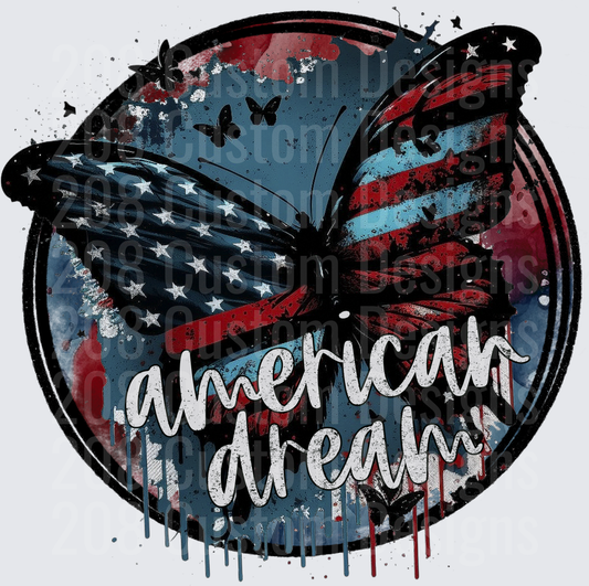 American Dreams Distressed Flag Butterfly Design