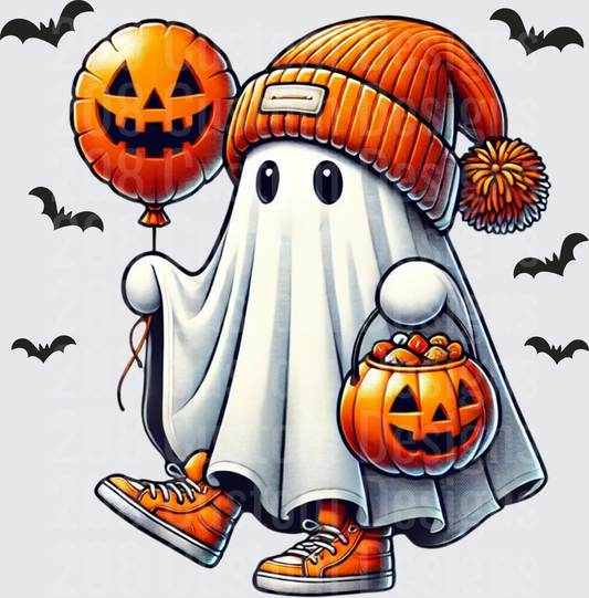 Cute Ghost Trick or Treat Halloween Pumpkin Balloon Bats