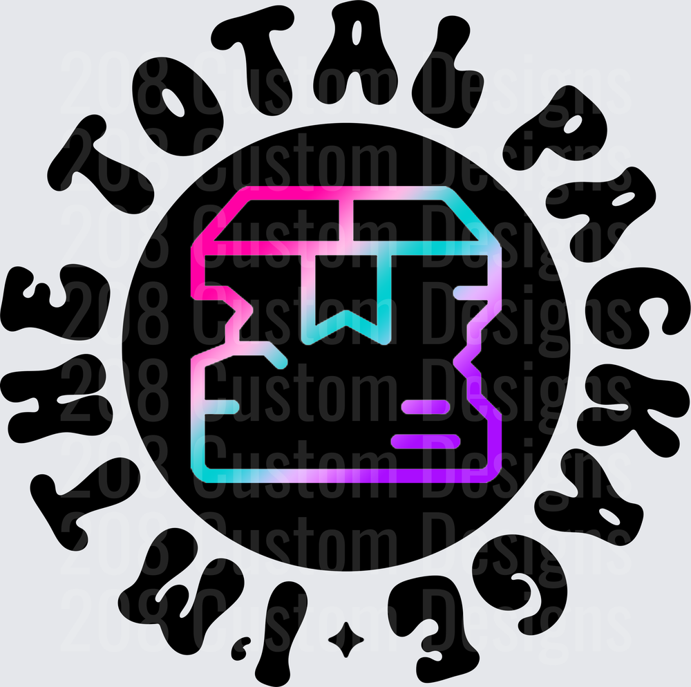 Total Package Circle Text Design with Gradient Box Icon