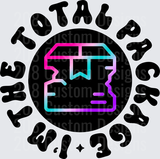 Total Package Circle Text Design with Gradient Box Icon