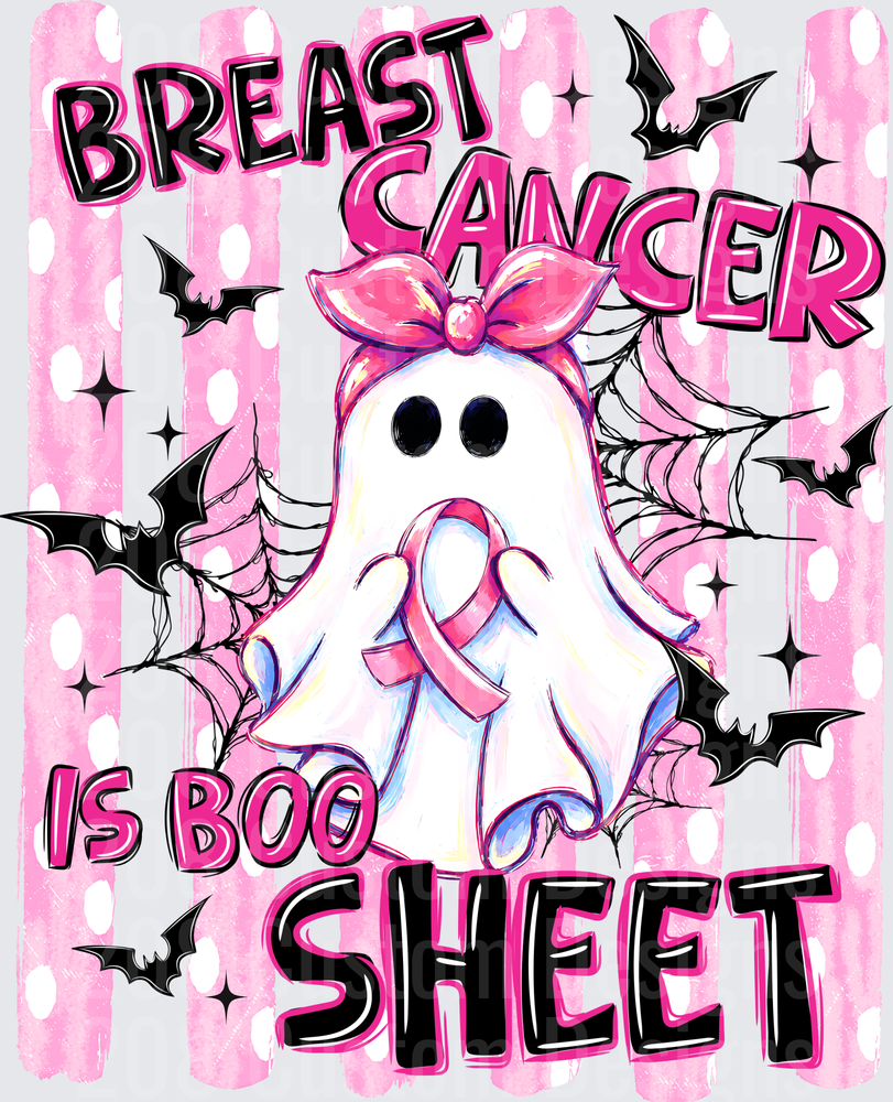Breast Cancer Is Boo Sheet Halloween Ghost Pink Ribbon