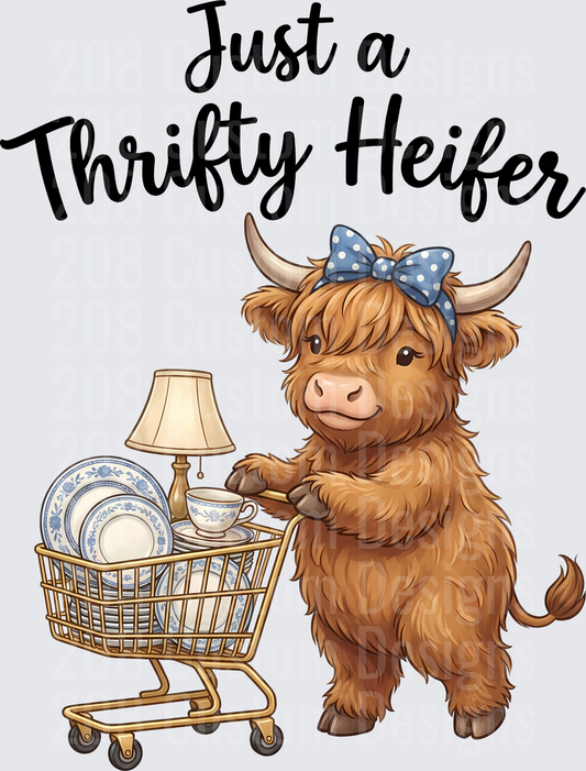 Just a Thrifty Heifer Highland Cow Shopping Cart Design