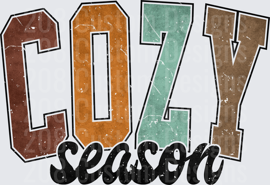 Cozy Season Autumn Colors Distressed Lettering