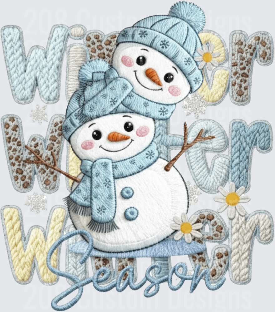 Winter Snowman Most Wonderful Time of Year Embroidered Design