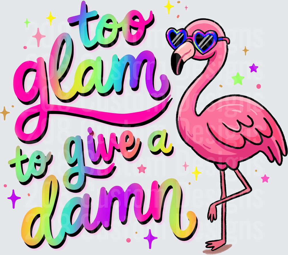 Too Glam To Give A Damn Pink Flamingo with Heart Sunglasses