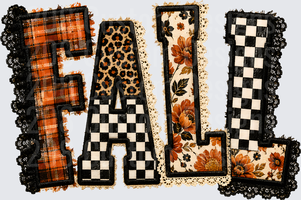 FALL Patchwork Applique Plaid Leopard Floral Checkered Letters