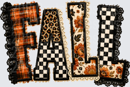 FALL Patchwork Applique Plaid Leopard Floral Checkered Letters