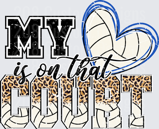 My Heart Is On That Court Volleyball Leopard Print Design