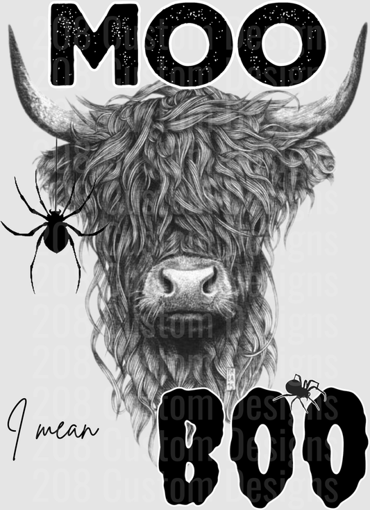 Halloween Highland Cow Moo I Mean Boo Spider