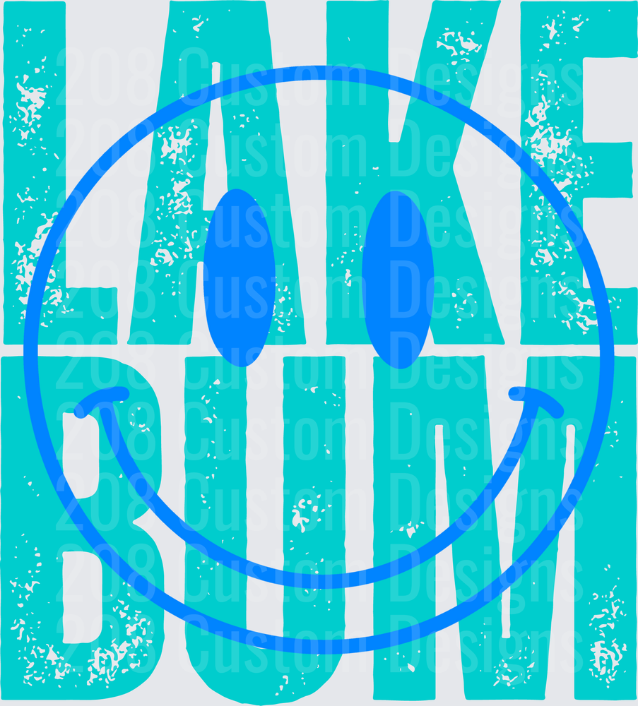 Lake Bum Distressed Typography with Smiley Face Circle