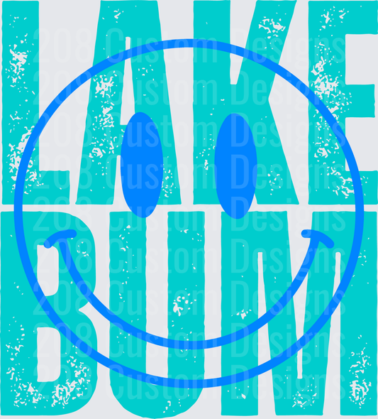 Lake Bum Distressed Typography with Smiley Face Circle