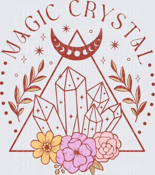 Magic Crystal Geometric Triangle Moon Phases Floral Design