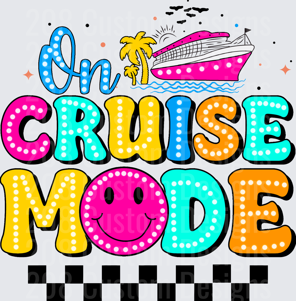 On Cruise Mode Retro Vacation Smiley Face Design
