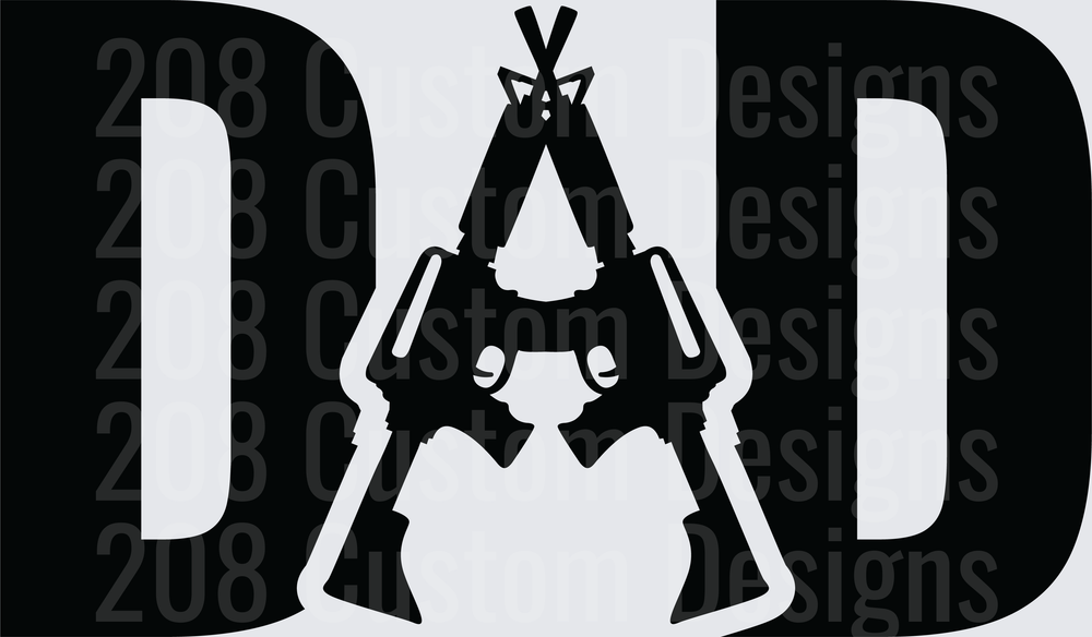 Dad Silhouette with Rifles Typography Design