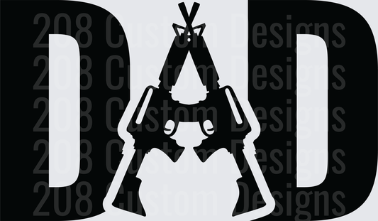 Dad Silhouette with Rifles Typography Design