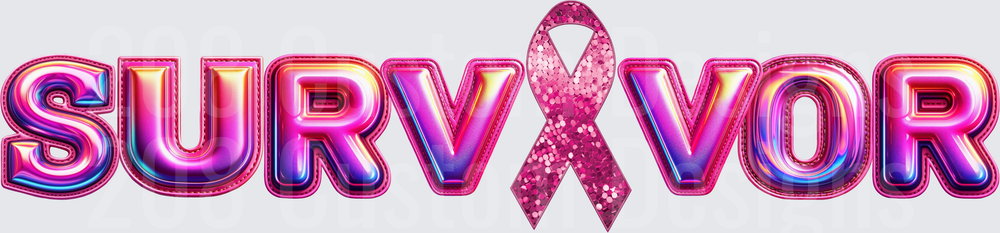 Pink Sequined Ribbon SURVIVOR Text Design