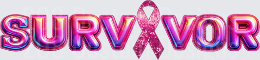 Pink Sequined Ribbon SURVIVOR Text Design