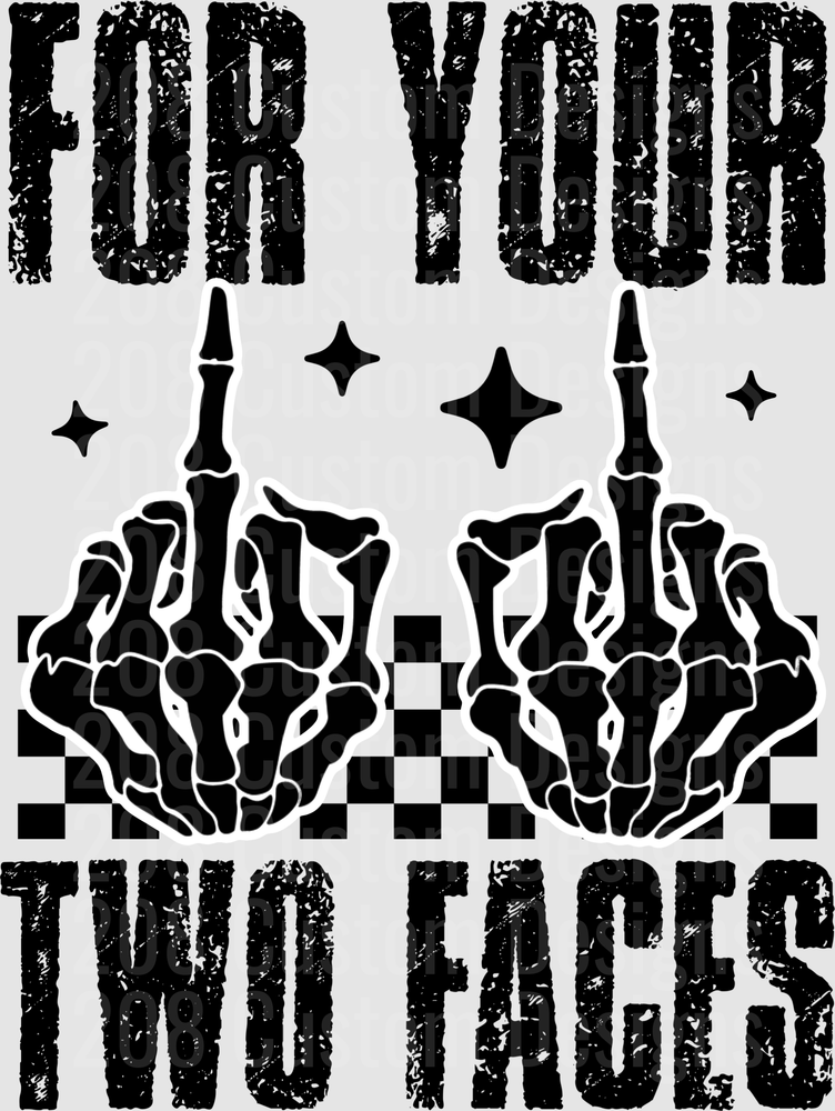 For Your Two Faces Skeleton Hands Chess Gothic Design