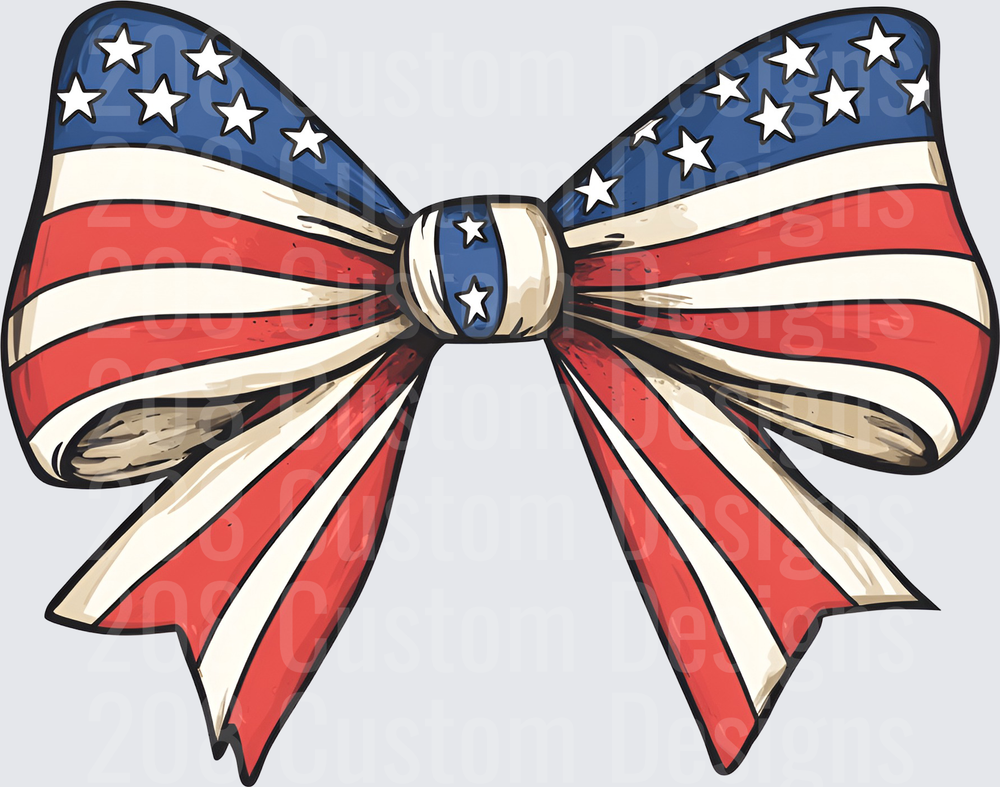 Patriotic American Flag Bow with Stars and Stripes