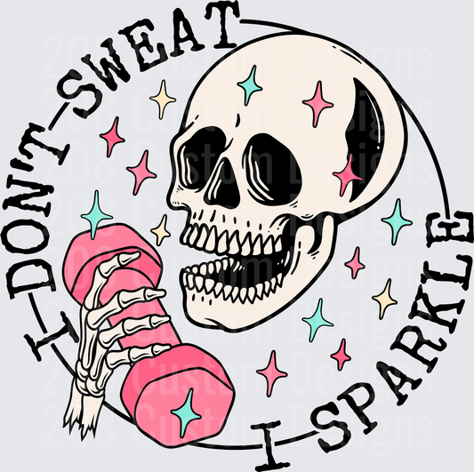 Don't Sweat It Sparkle Skull with Pink Boxing Glove