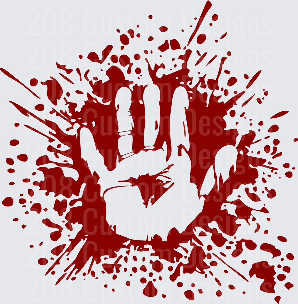 Bloody Handprint Splatter Dark Red Horror Hand Print