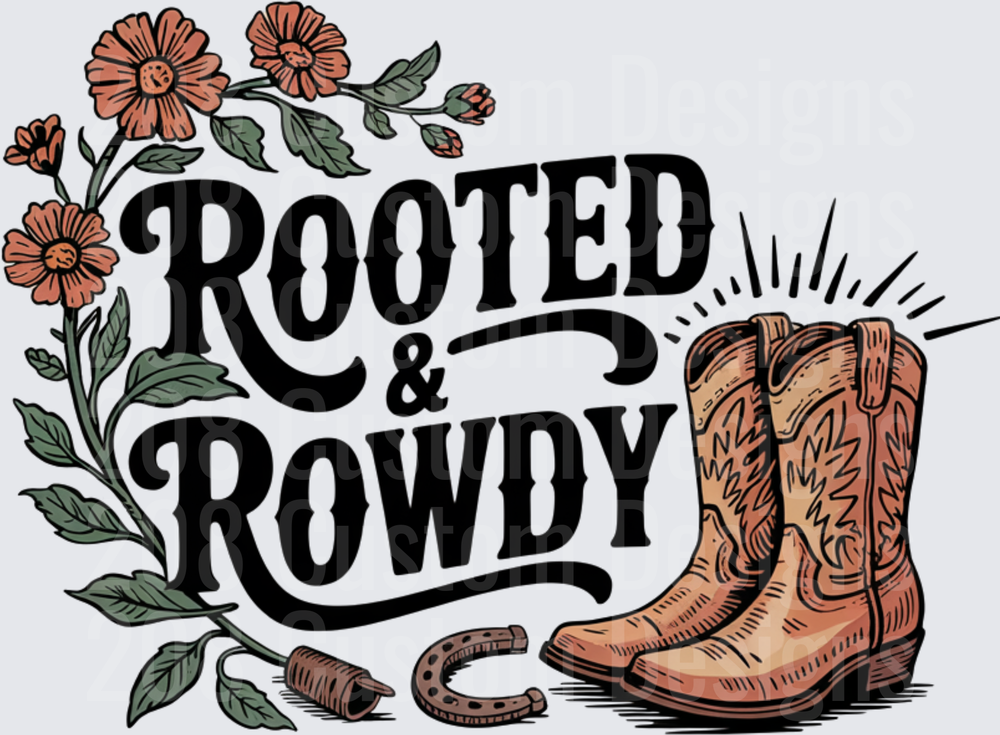 Rooted and Rowdy Cowboy Boots with Floral Vine Design