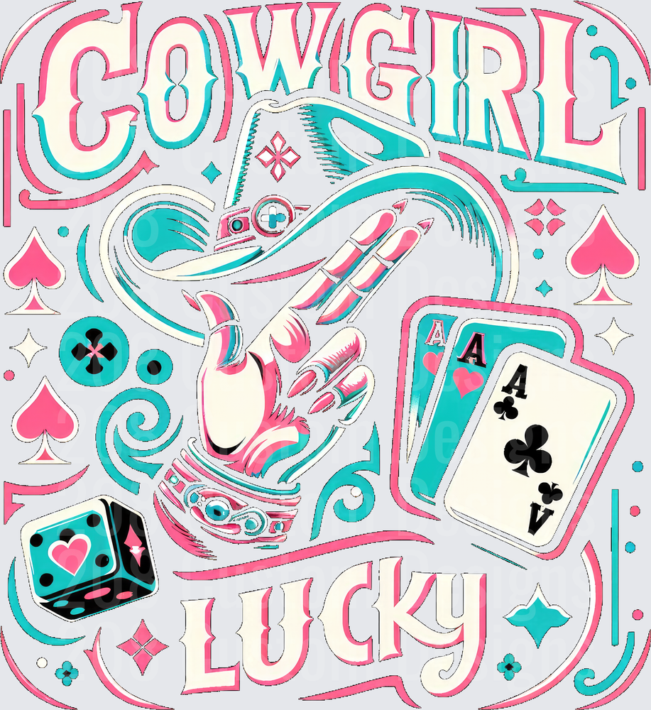 Cowgirl Lucky Western Poker Cards Dice Gambling Design