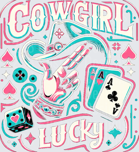 Cowgirl Lucky Western Poker Cards Dice Gambling Design