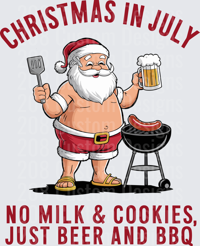 Christmas in July Santa BBQ Grilling Beer Party Design