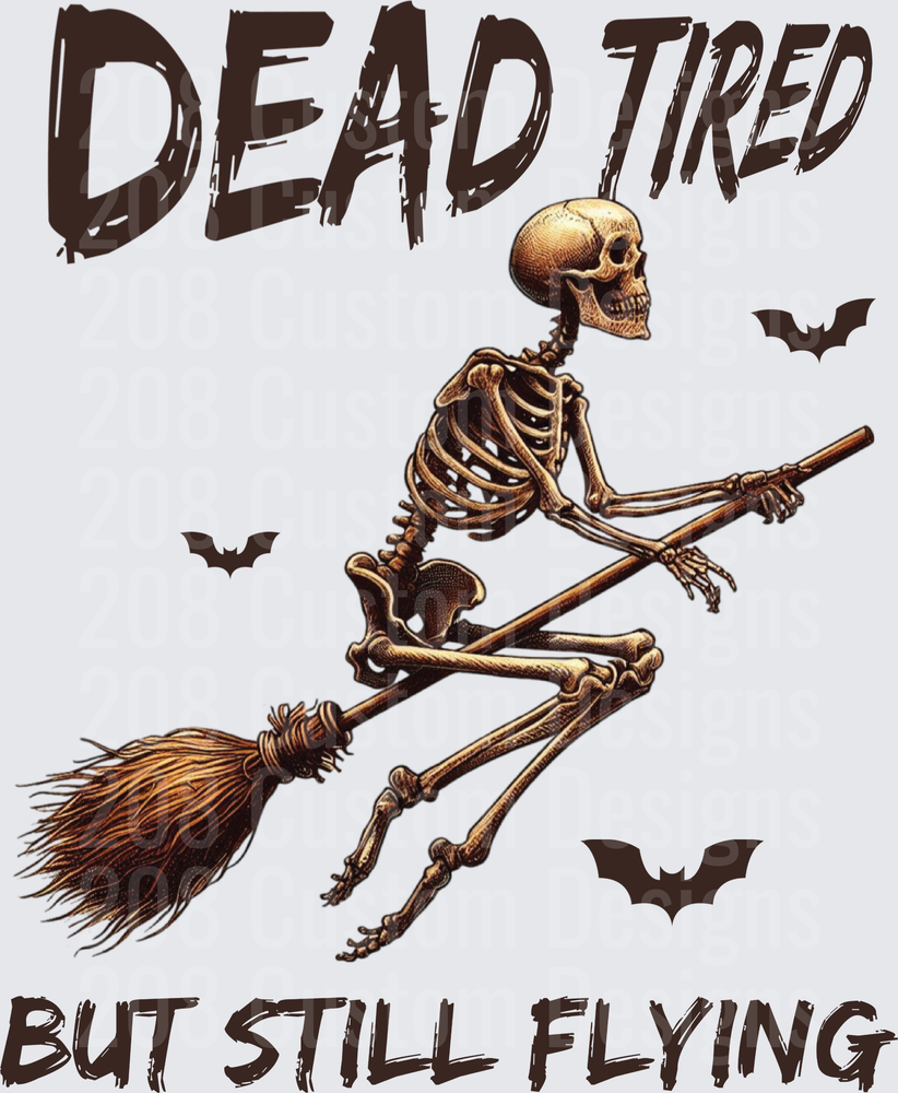Dead Tired But Still Flying Skeleton Witch Broom Bats